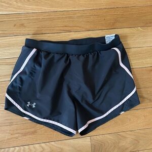 Under Armour Black Shorts with Light Pink Accents size medium lined like new